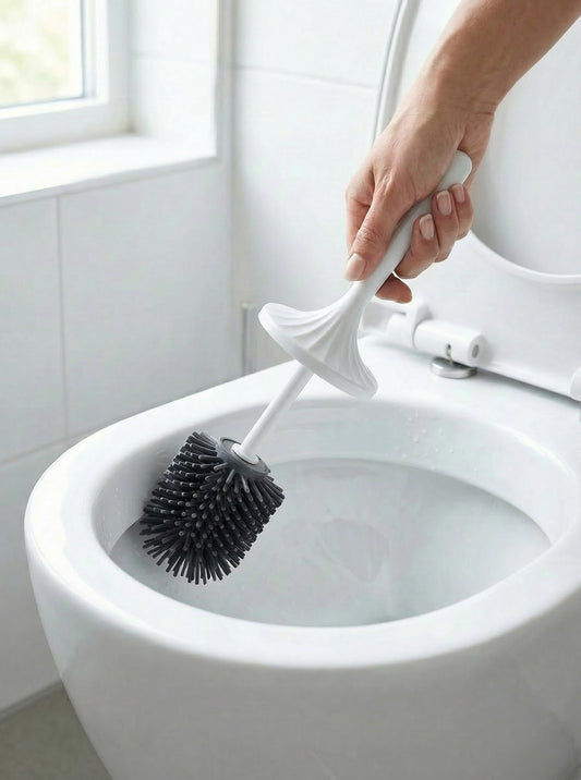 Silikon Tuvalet Fırçası Krom Kaplama Akıllı Kapak Soft Toilet Brush Siyah