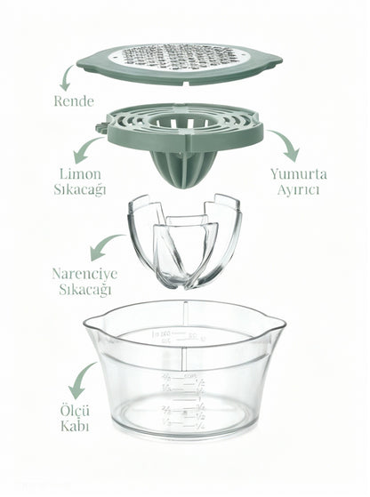 MultiChef Pro | 5 Fonksiyonlu Limon Sıkacağı & Mutfak Yardımcısı