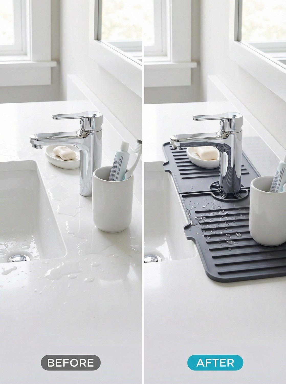 Gri Beyaz Musluk Altı