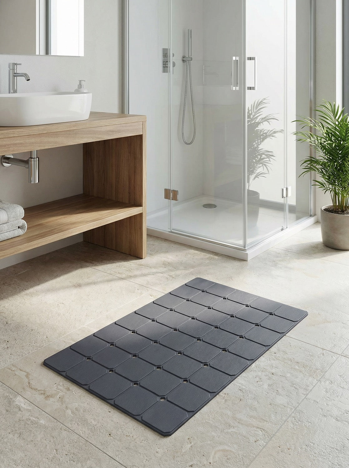 Aqua Luxe Vantuzlu Duş Kaydırmazı Katlanabılir Kaydırmaz Su Emici Banyo Paspası