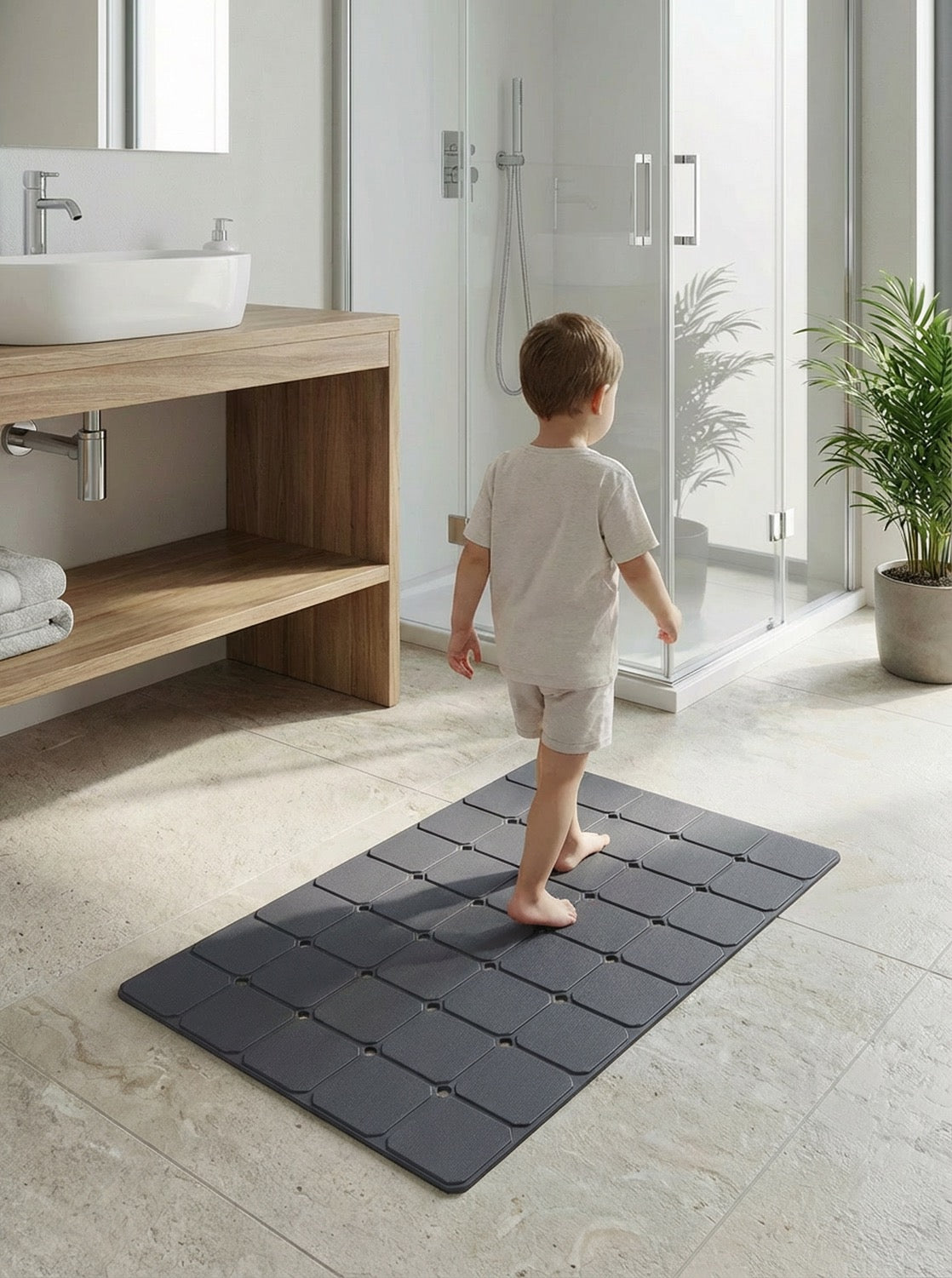 Aqua Luxe Vantuzlu Duş Kaydırmazı Katlanabılir Kaydırmaz Su Emici Banyo Paspası