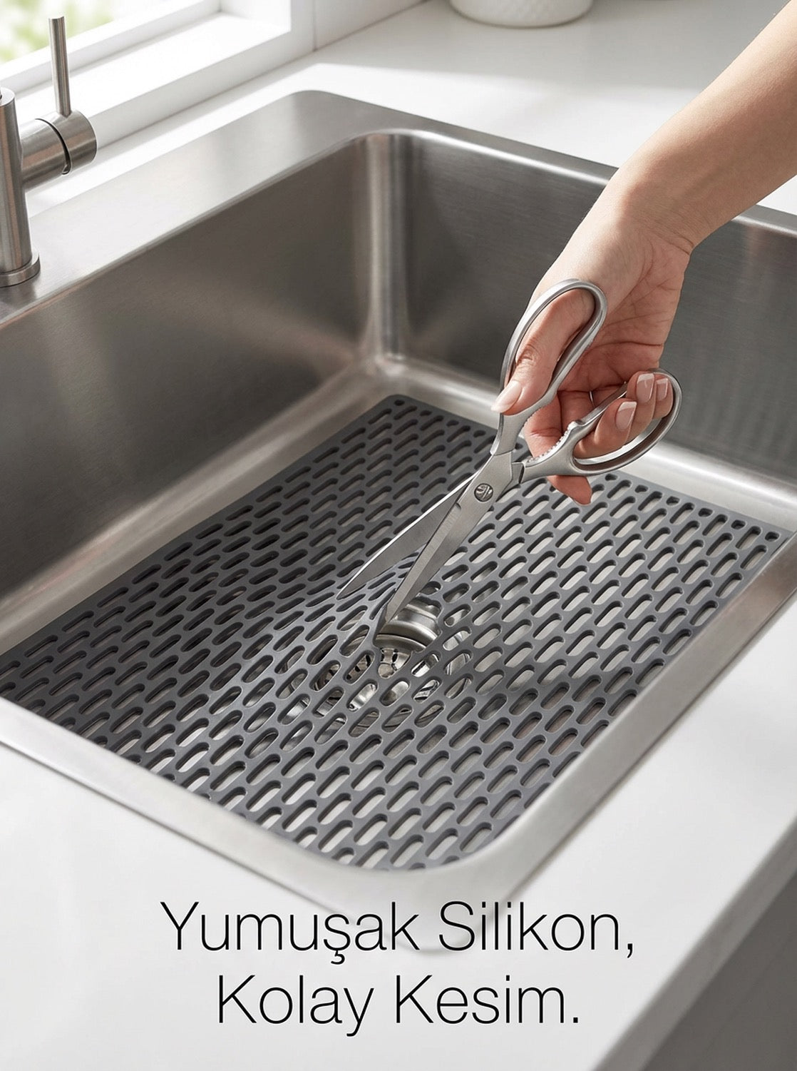 Dikdörtgen Silikon Ayarlanabilir Kaydırmaz Lavabo Üst ve İç Matı