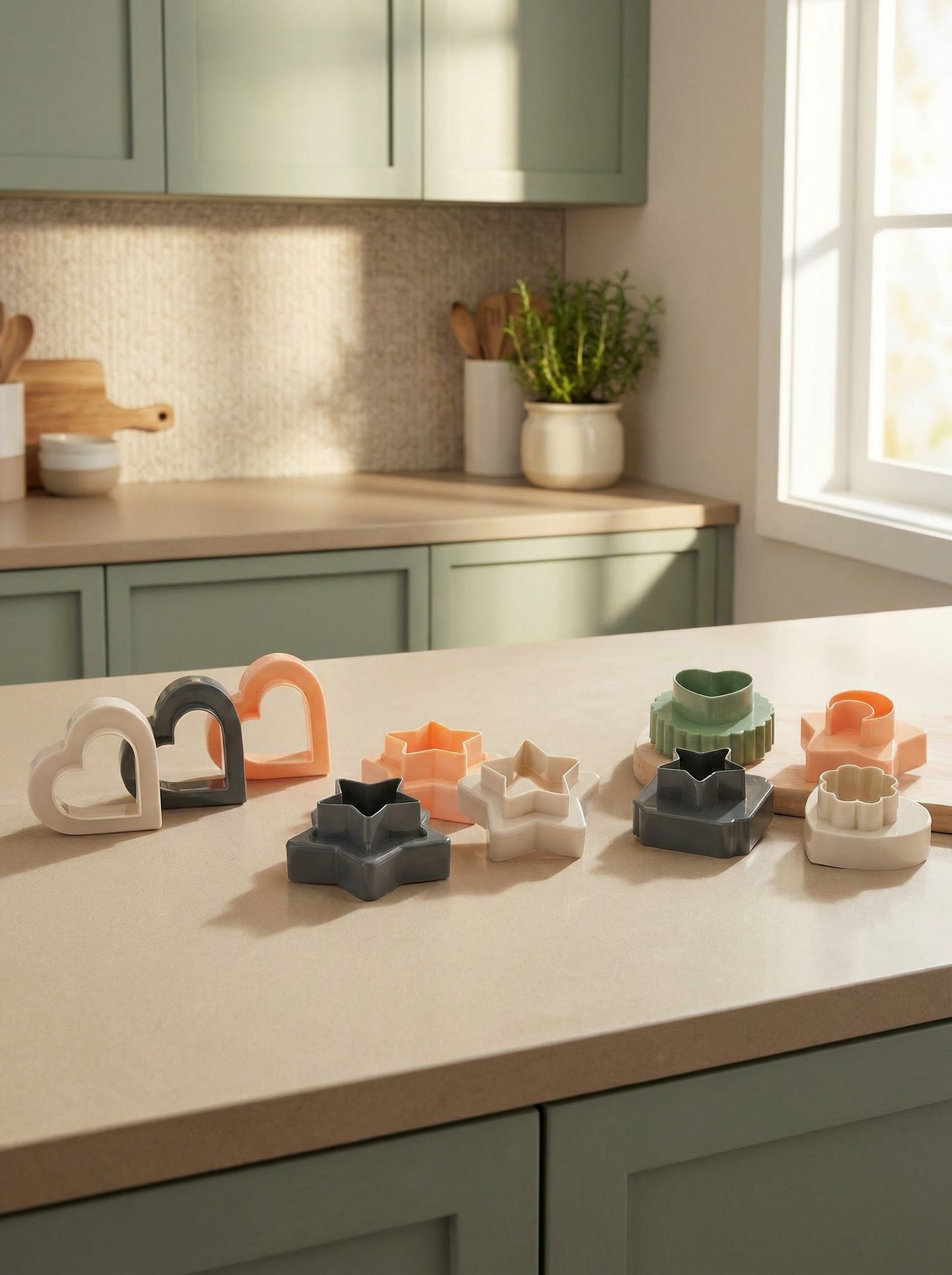 Çift Taraflı Kurabiye Kalıbı Seti – Geometrik & Figürlü Desenler