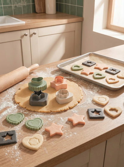 Çift Taraflı Kurabiye Kalıbı Seti – Geometrik & Figürlü Desenler