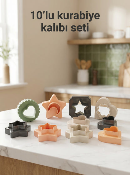 Çift Taraflı Kurabiye Kalıbı Seti – Geometrik & Figürlü Desenler